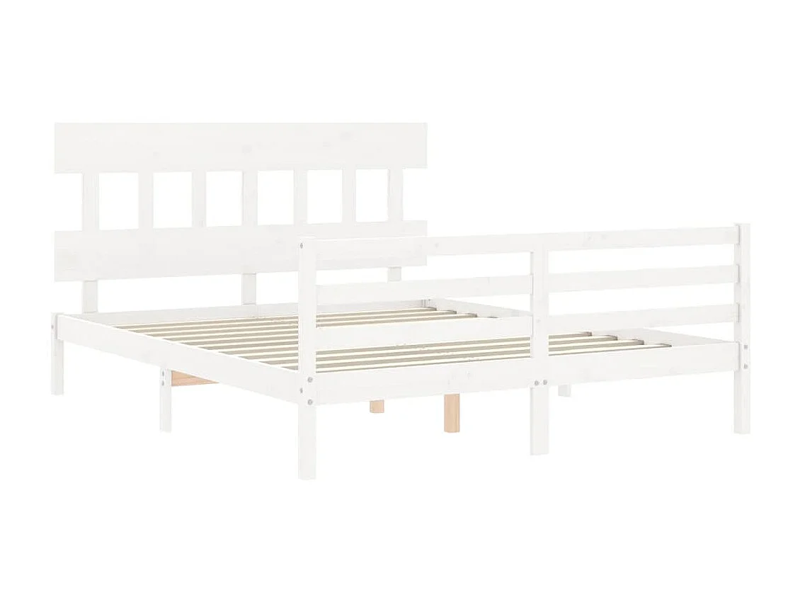 Bedframe met hoofdbord massief hout wit 160x200 cm NL77628
