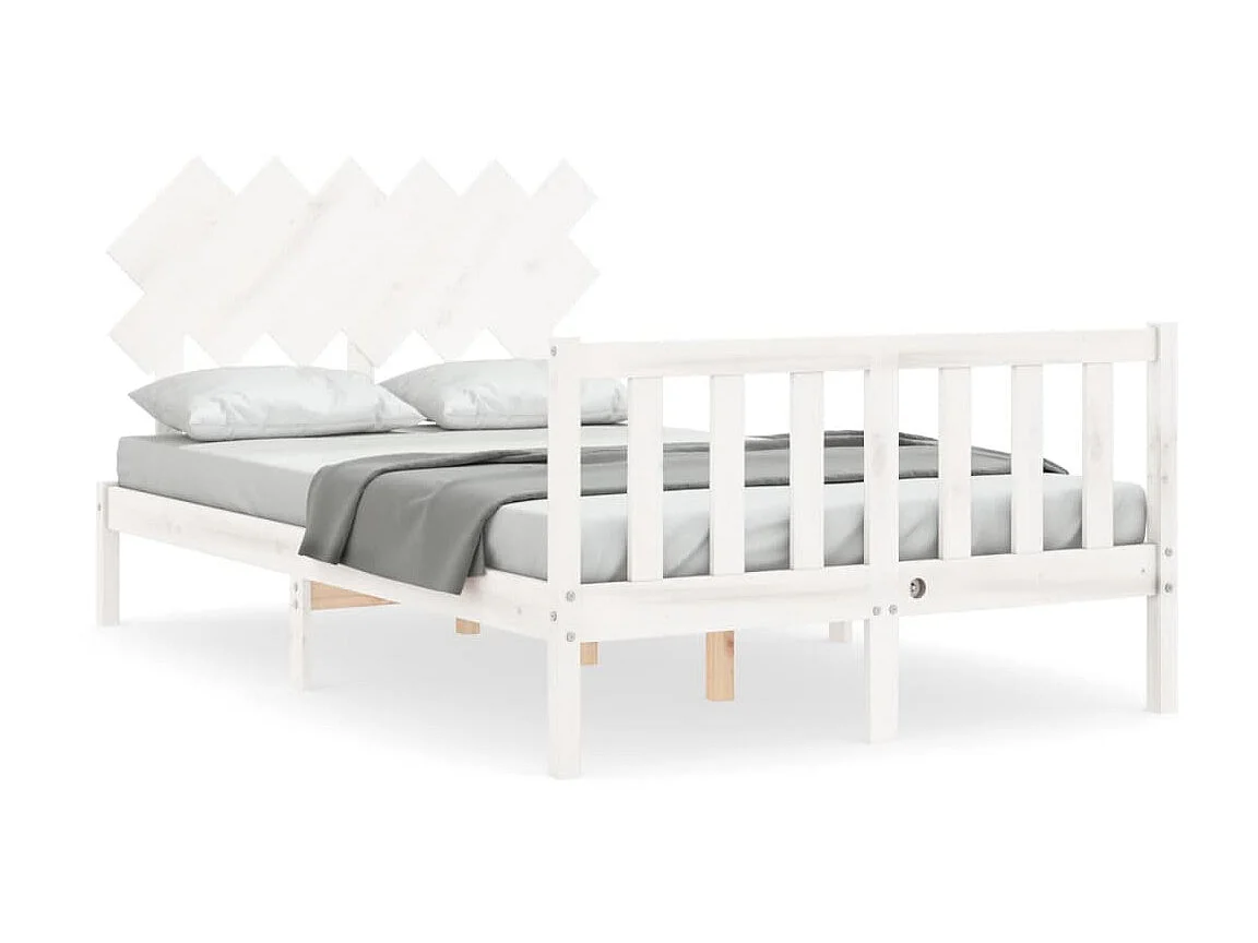 Bedframe met hoofdbord massief hout wit NL75213