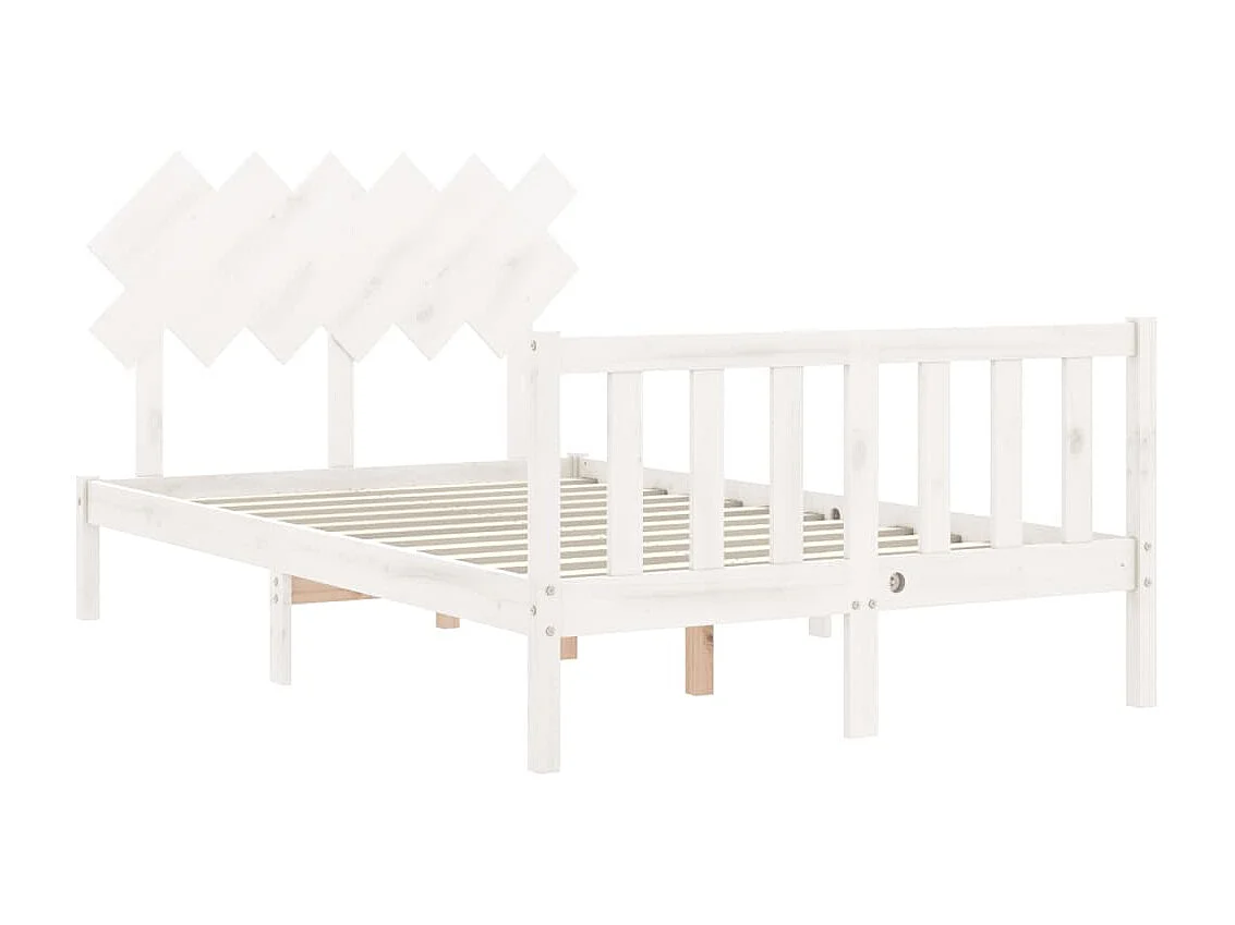 Bedframe met hoofdbord massief hout wit NL75213