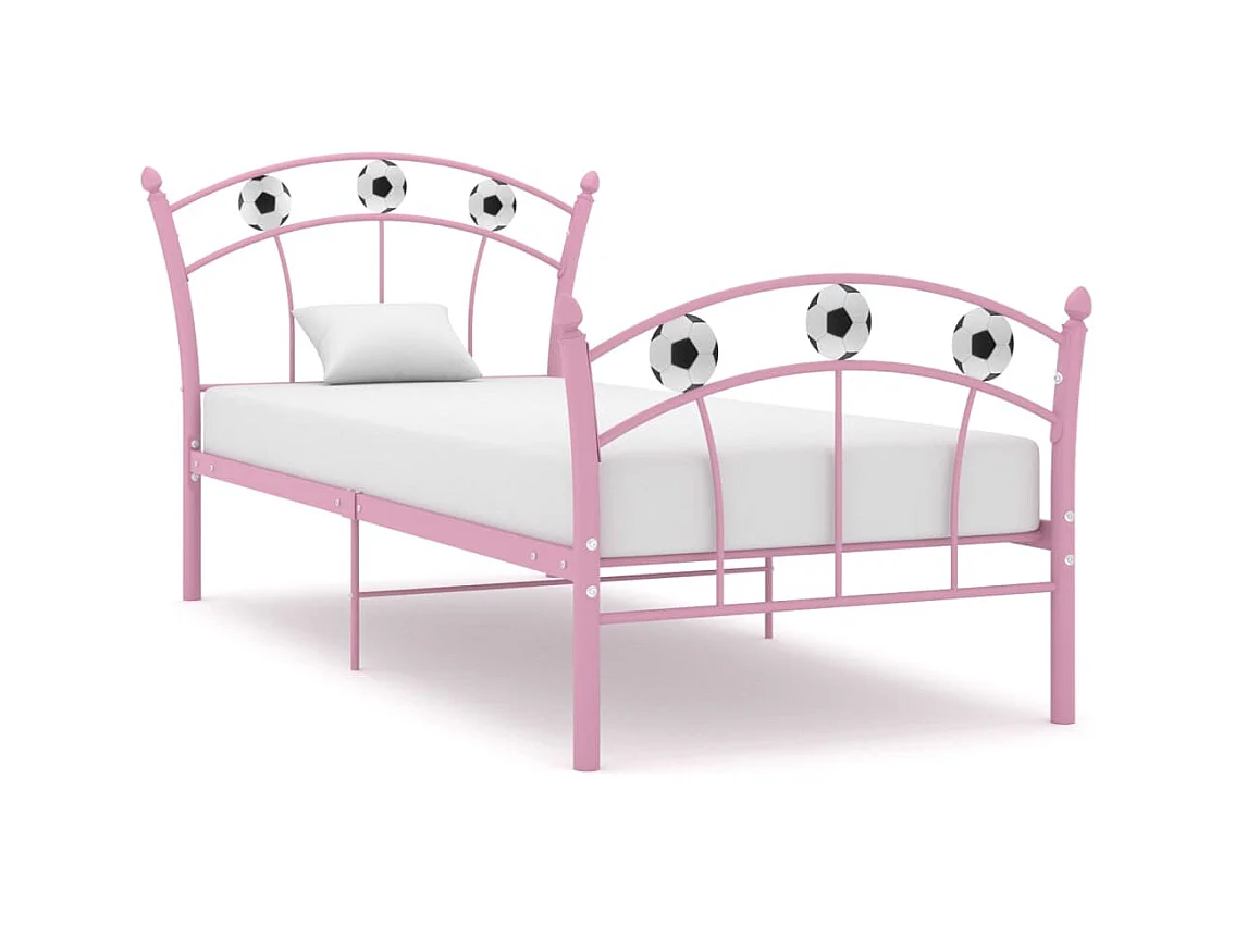 Lit-90x200 cm avec design de football Rose Métal EGGB96263