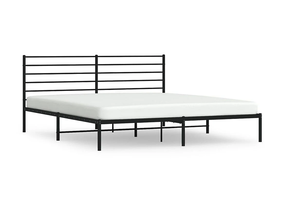 Cama com cabeceira 193x203 cm metal preto PT647579