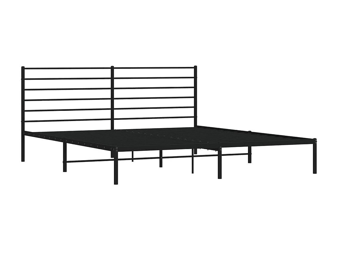 Cama com cabeceira 193x203 cm metal preto PT647579