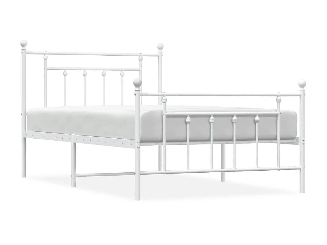 Cama com cabeceira e pés 100x200 cm metal branco PT959589