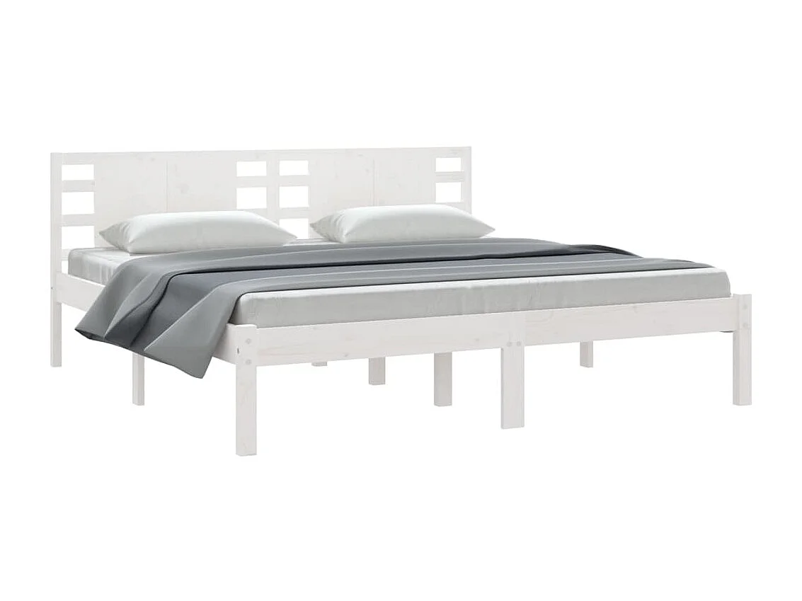 Lit-200x200 cm Blanc Bois de pin massif EGGB57854
