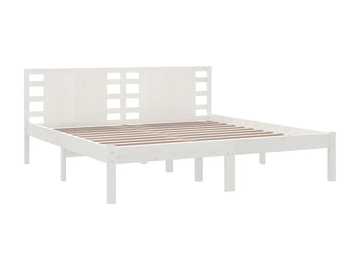 Lit-200x200 cm Blanc Bois de pin massif EGGB57854