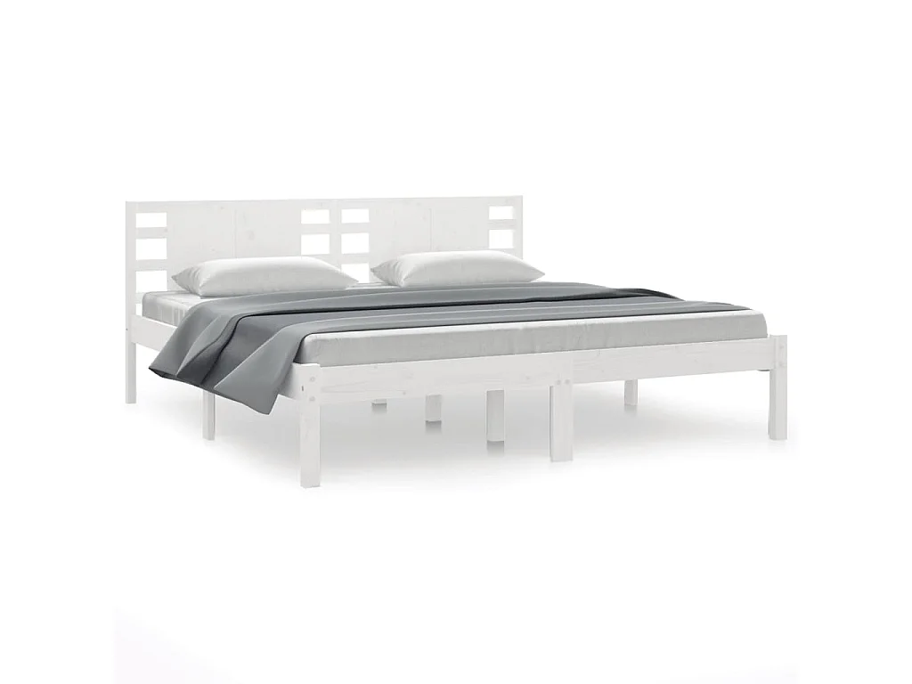 Lit-200x200 cm Blanc Bois de pin massif EGGB57854