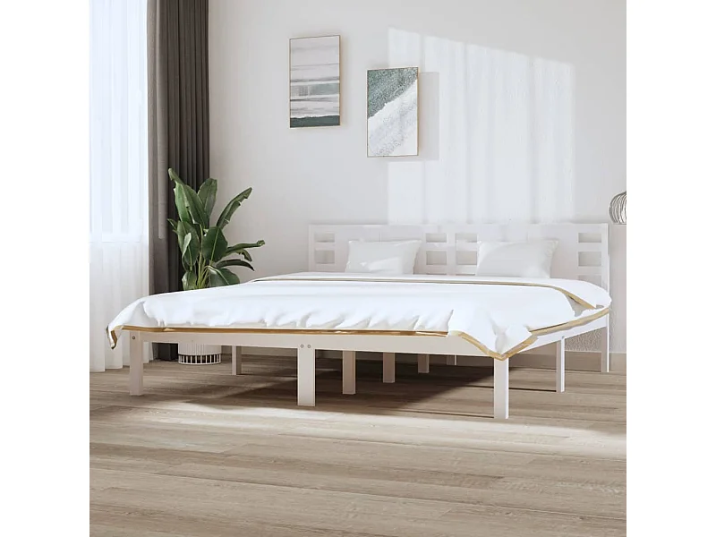 Bedframe massief grenenhout wit 200x200 cm NL39184