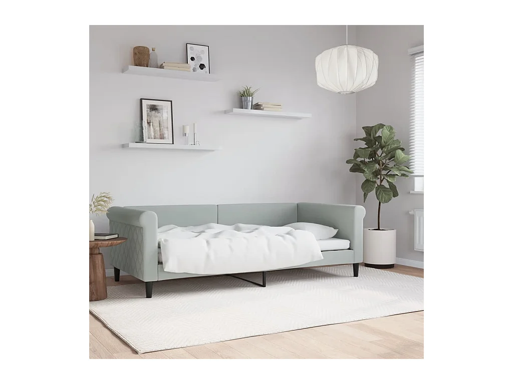 Lit-90x190 cm de repos gris clair velours EGGB34778