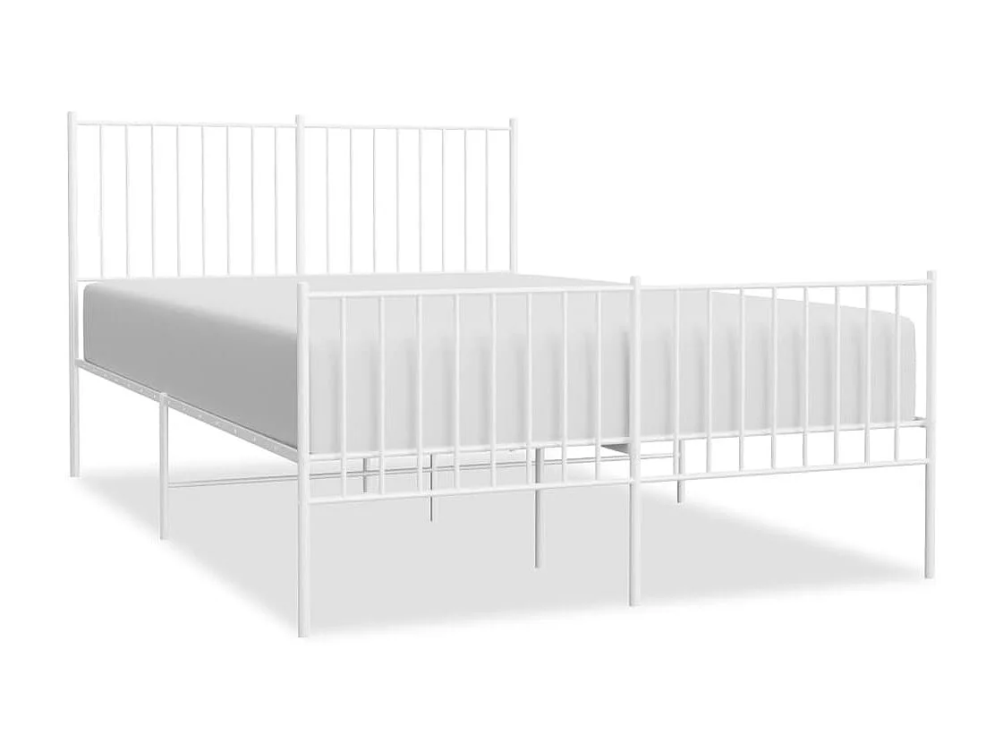 Cama com cabeceira e pés 140x190 cm metal branco PT482243