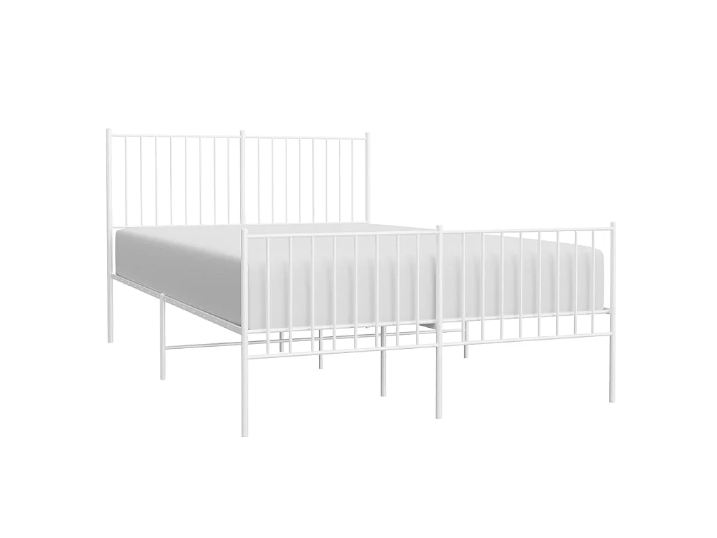 Cama com cabeceira e pés 140x190 cm metal branco PT482243