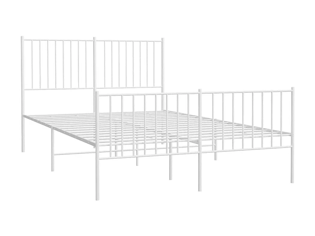 Cama com cabeceira e pés 140x190 cm metal branco PT482243
