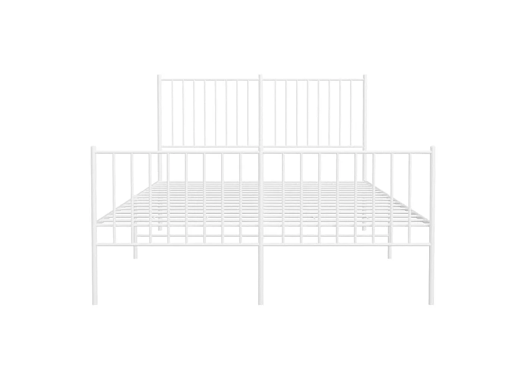Cama com cabeceira e pés 140x190 cm metal branco PT482243