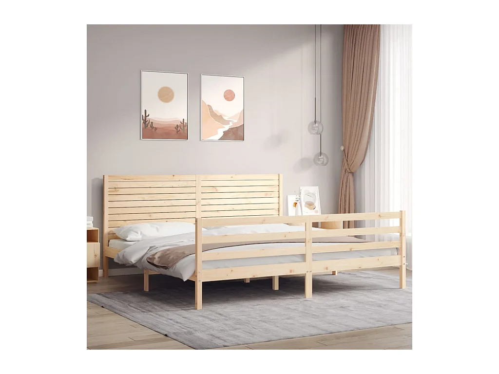 Lit-180x200 cm avec tête de lit Super King bois massif EGGB80592