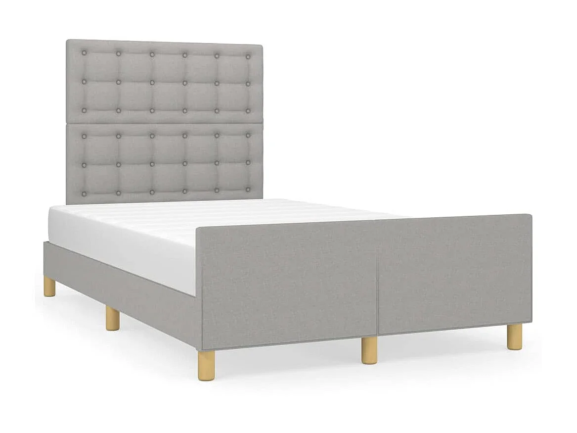 Lit-120x200 cm avec tête de lit Gris clair Tissu EGGB45662