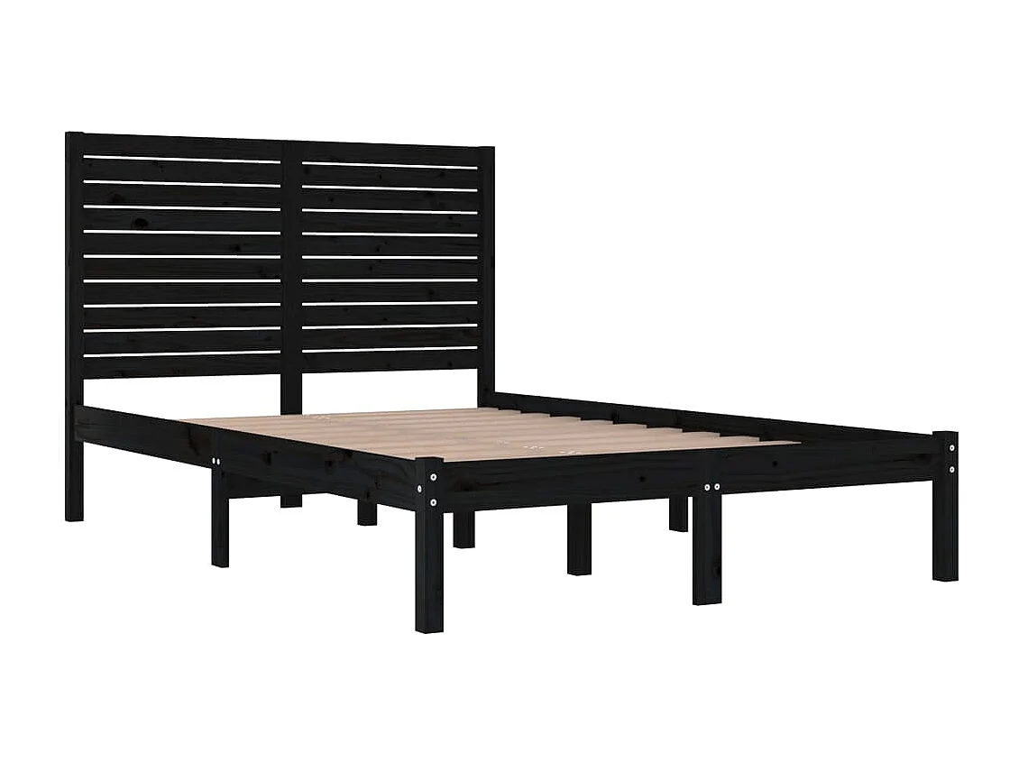 Cama 140x190 cm madeira maciça preto PT582507