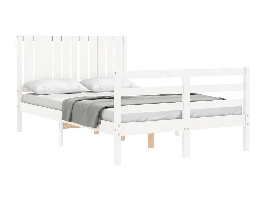 Cama com cabeceira 120x200cm madeira maciça branco PT980225
