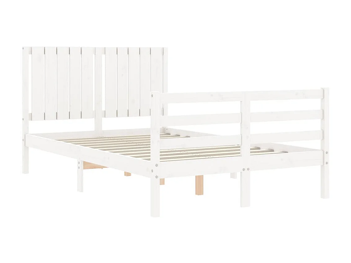 Cama com cabeceira 120x200cm madeira maciça branco PT980225