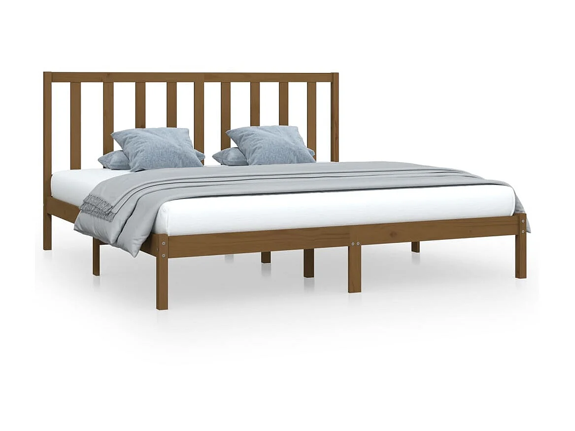 Cama 200x200 cm madera maciza de pino marrón miel ES28797