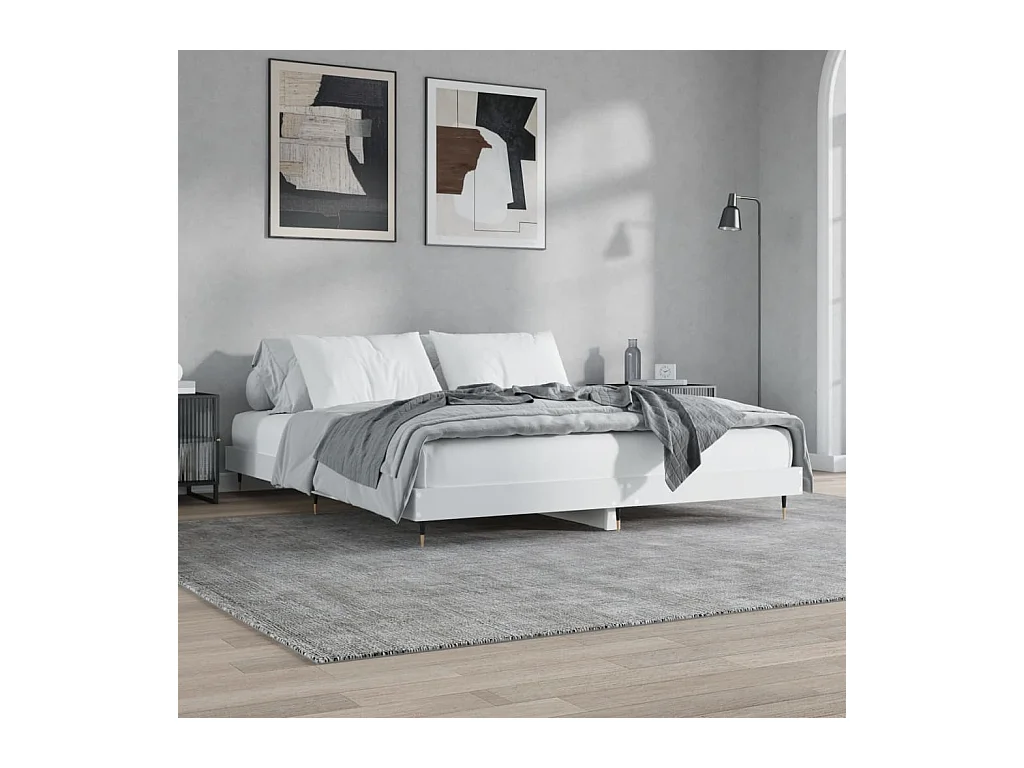 Lit-200x200 cm blanc bois d'ingénierie EGGB16293
