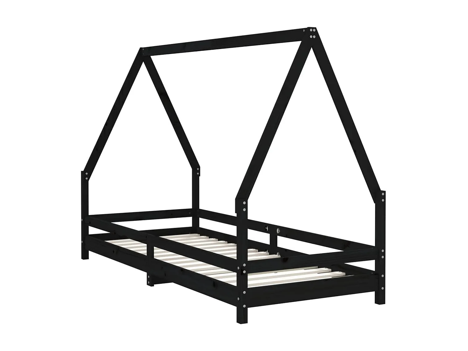 Cama infantil 80x200 cm pinho maciço preto PT551006