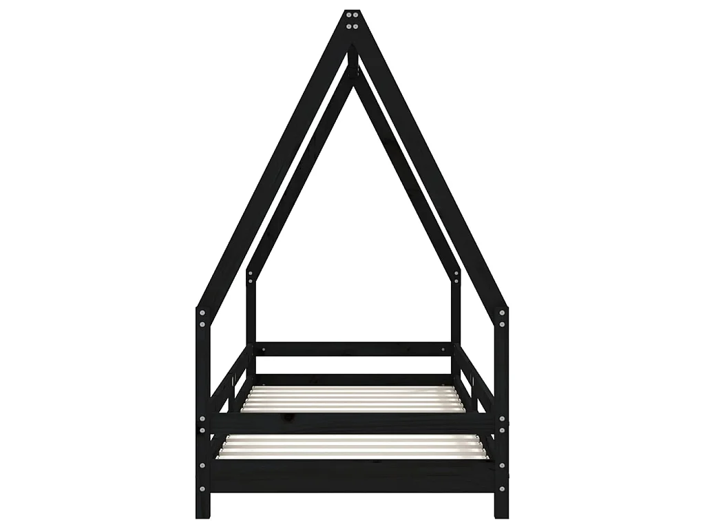 Cama infantil 80x200 cm pinho maciço preto PT551006