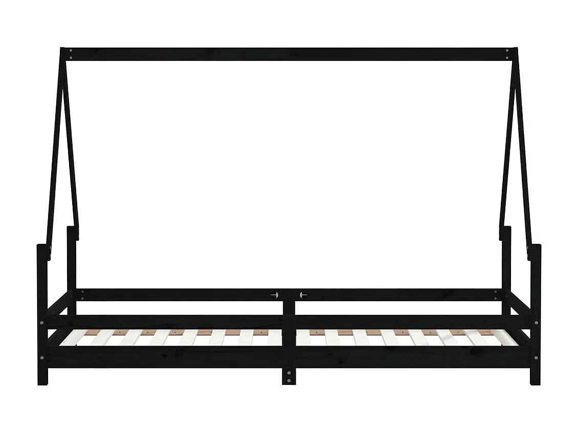Cama infantil 80x200 cm pinho maciço preto PT551006