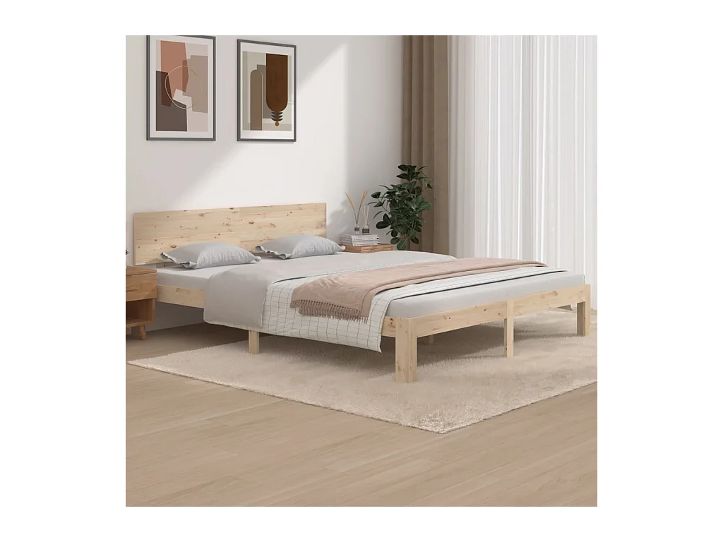 Lit-160x200 cm Bois de pin massif EGGB35456