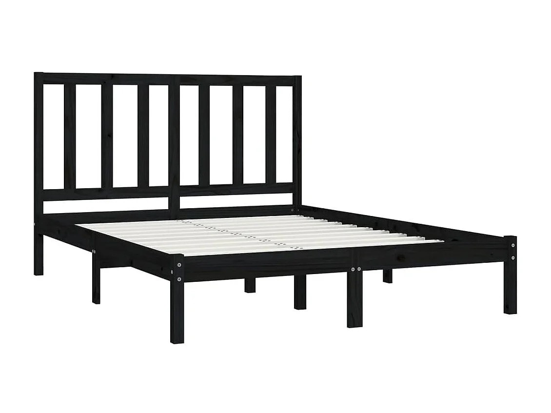 Lit-140x190 cm Noir Bois de pin massif EGGB80070