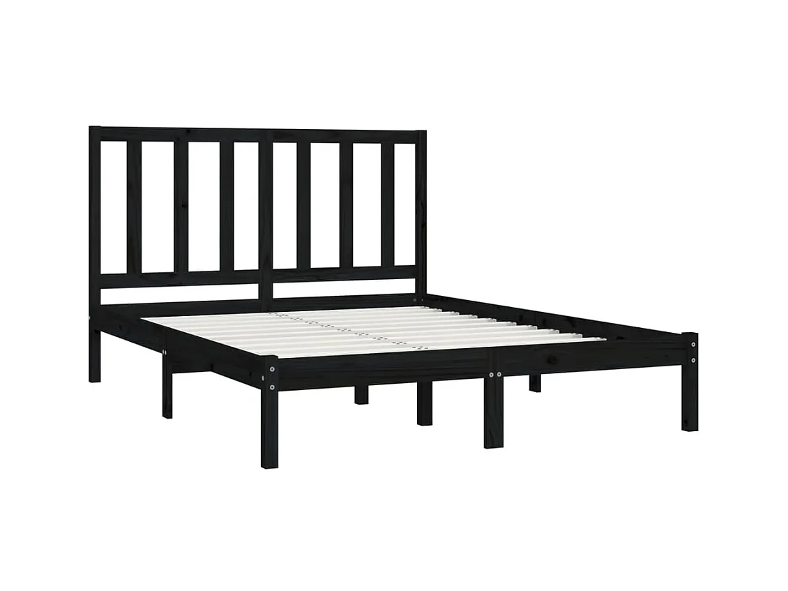 Lit-140x190 cm Noir Bois de pin massif EGGB80070