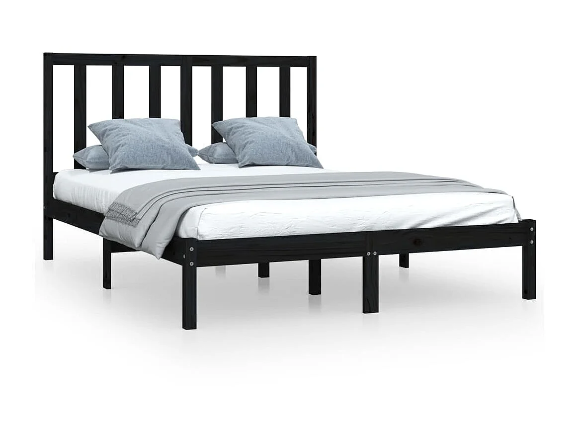 Bedframe massief grenenhout zwart 140x190 cm NL51677