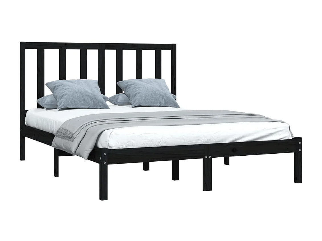 Bedframe massief grenenhout zwart 140x190 cm NL51677
