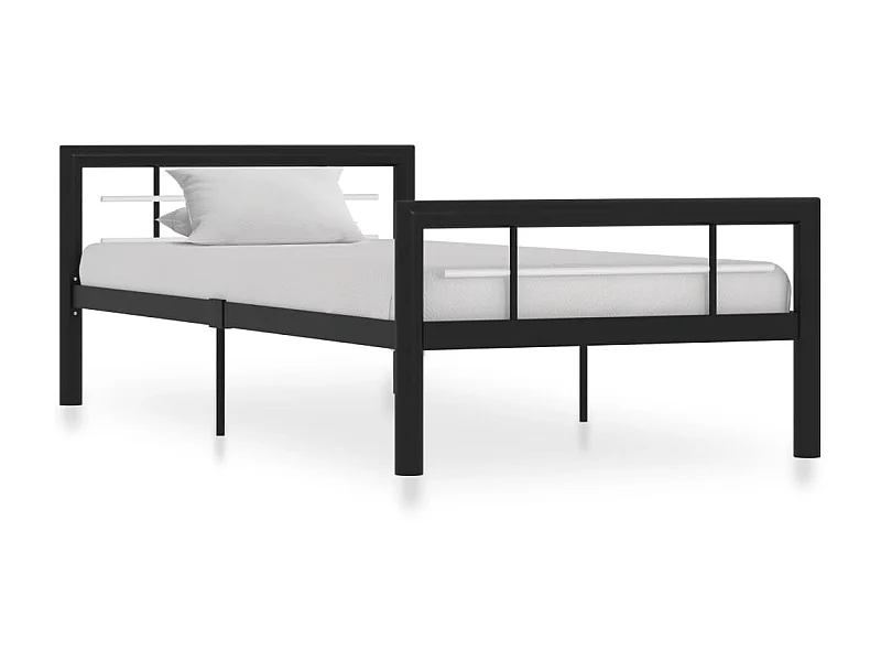 Cama 90x200 cm metal preto e branco PT550243