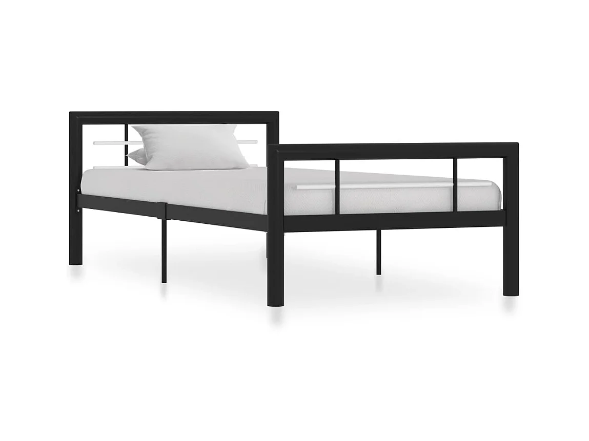 Lit-90x200 cm Noir et blanc Métal EGGB84128