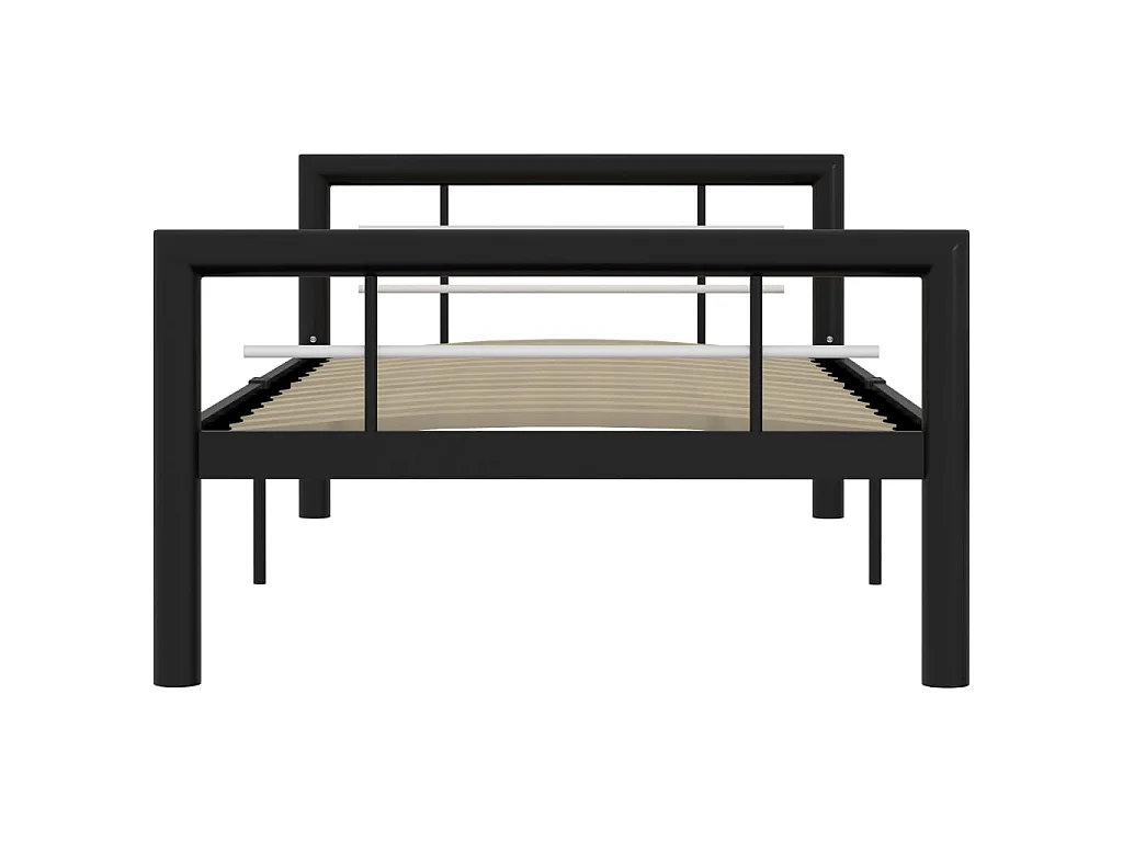 Cama 90x200 cm metal preto e branco PT550243