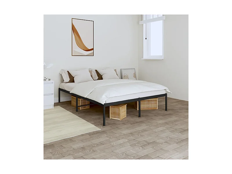 Cama 140x190 cm metal preto PT819050