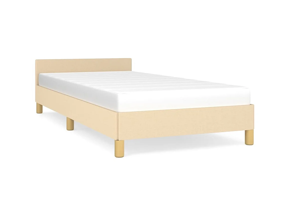 Lit-90x200 cm avec tête de lit Crème Tissu EGGB52851