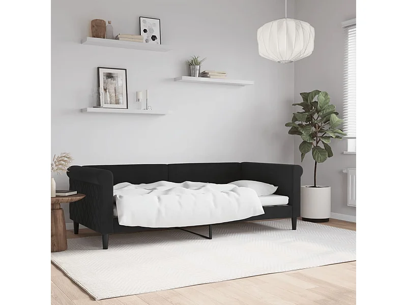 Tagesbett,Sofabett Schwarz 90x190 cm Samt -gkd66181