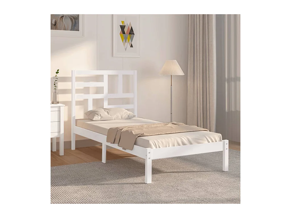 Lit-100x200 cm Blanc Bois massif EGGB20928