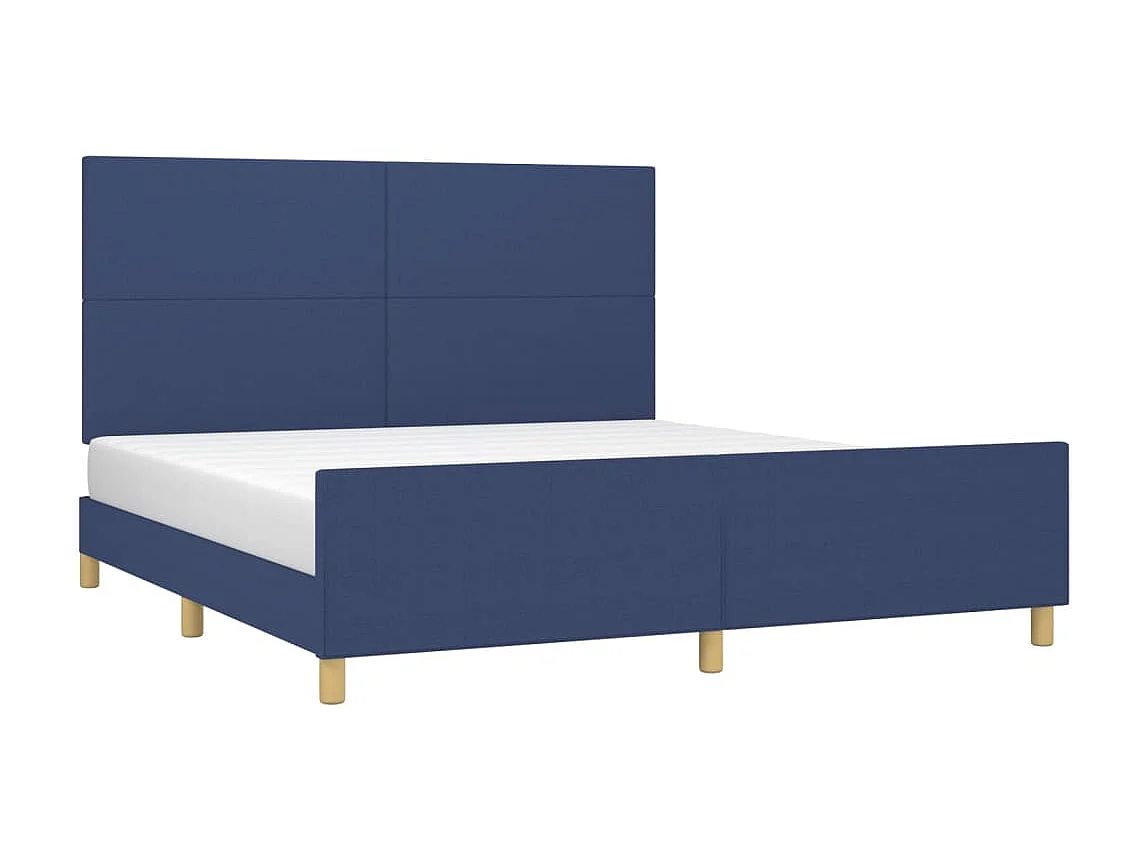 Lit-180x200 cm avec tête de lit Bleu Tissu EGGB56795