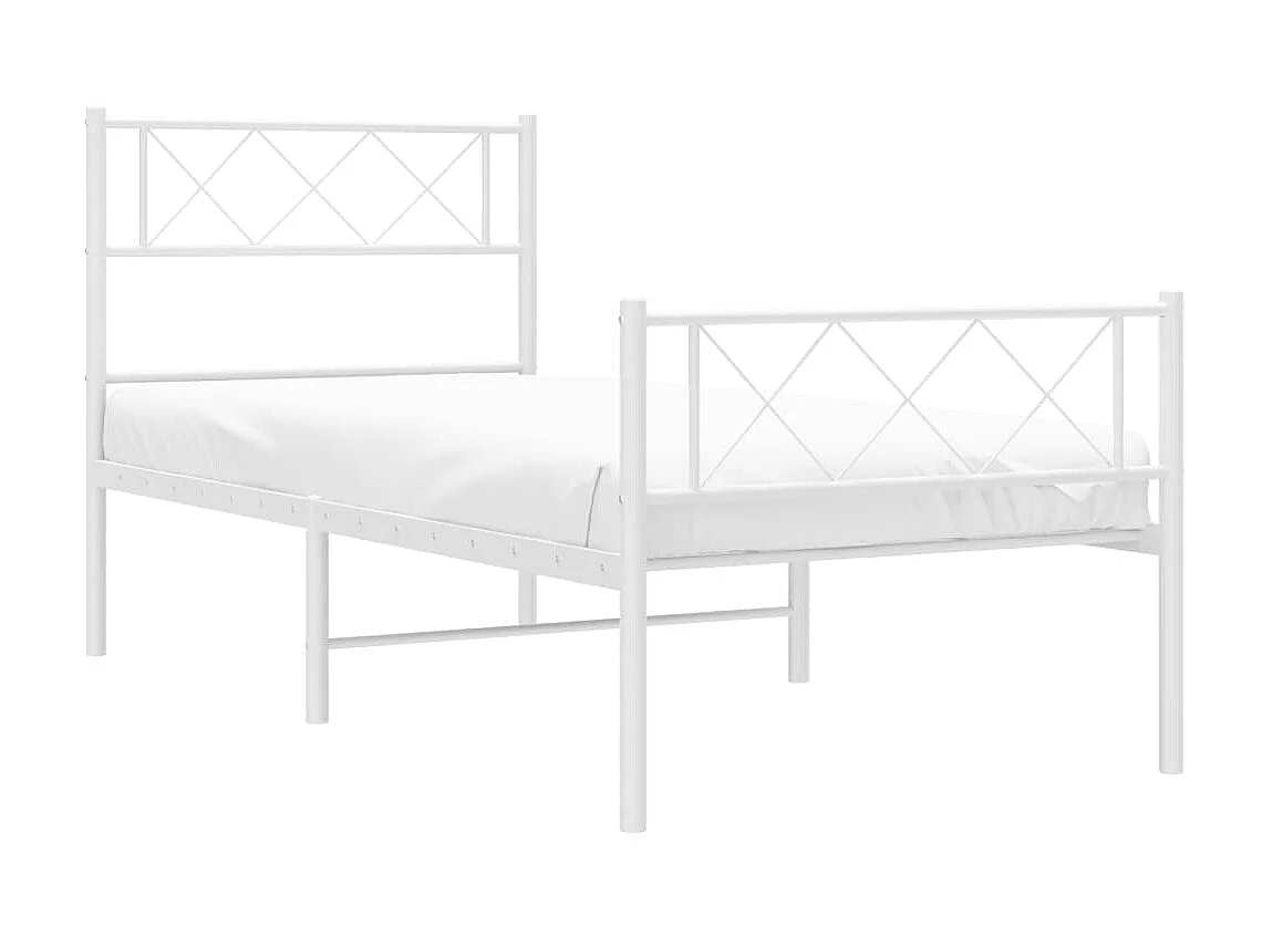 Lit-80x200 cm métal avec tête de lit/pied de lit blanc EGGB24787