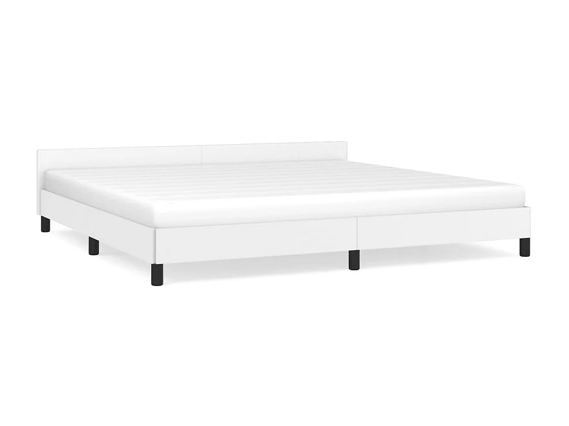 Lit-200x200 cm avec tête de lit Blanc Similicuir EGGB26440