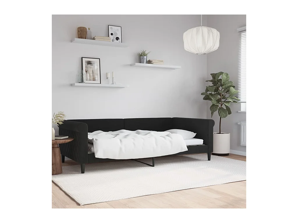 Lit-100x200 cm de repos noir velours EGGB81650