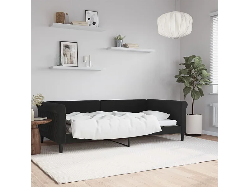 Cama de solteiro 100x200 cm veludo preto PT668973