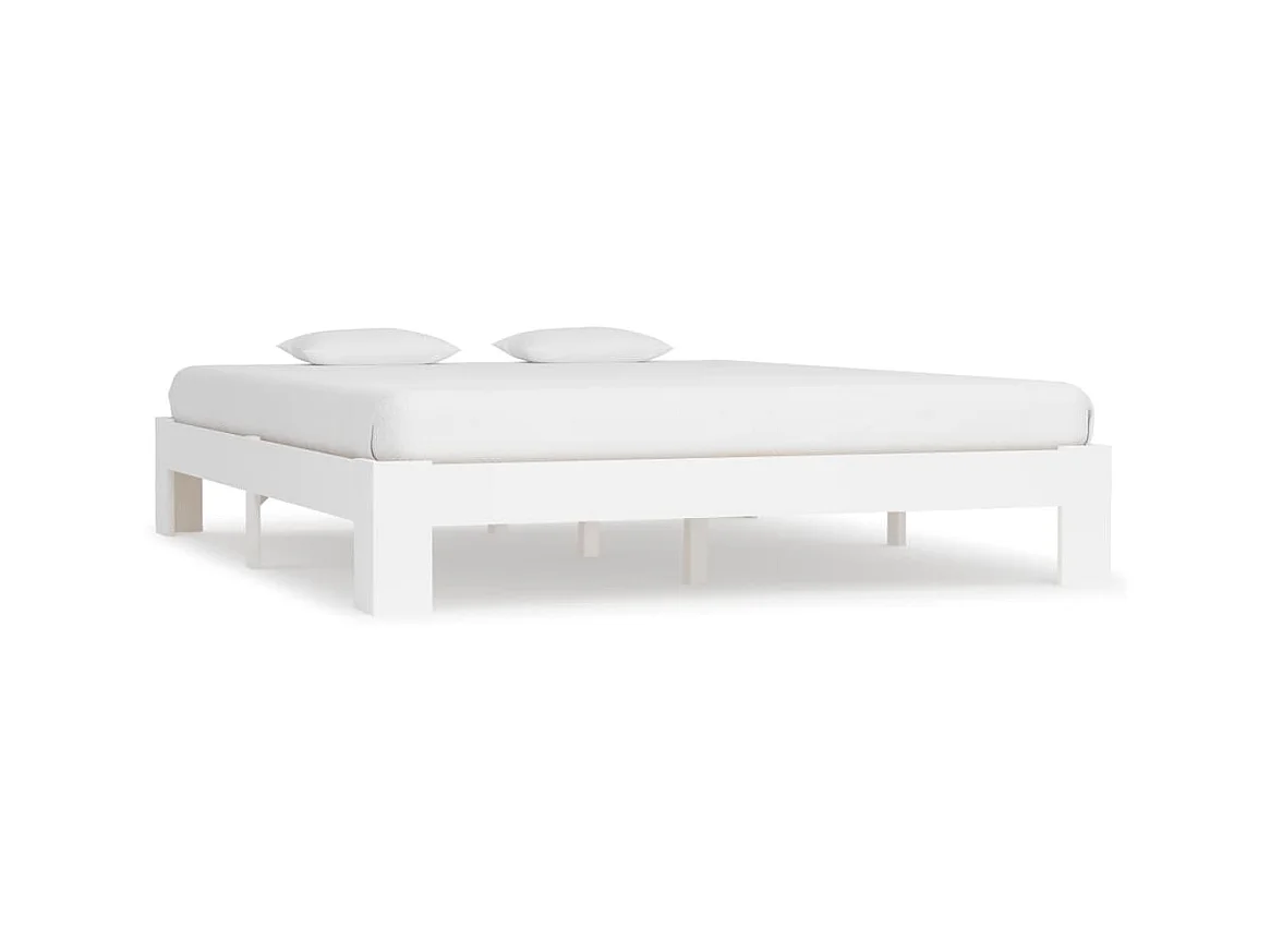 Lit-160x200 cm Blanc Bois de pin massif EGGB91320