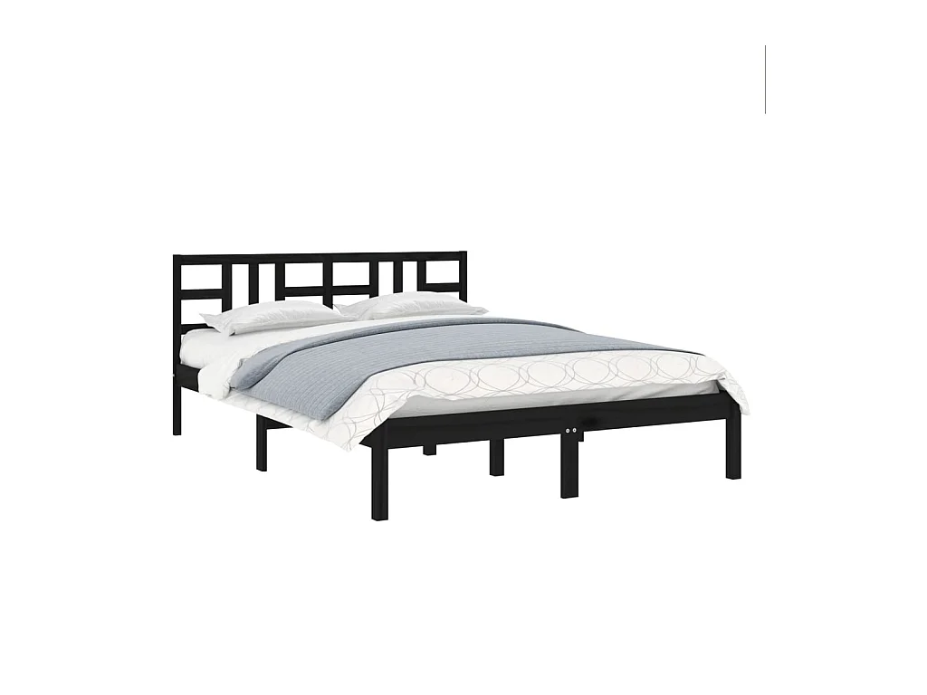 Lit-180x200 cm Noir Bois massif Super King EGGB34444
