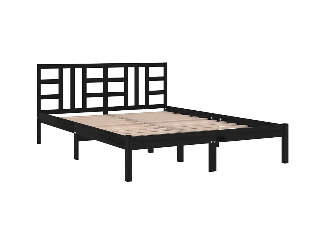 Lit-180x200 cm Noir Bois massif Super King EGGB34444