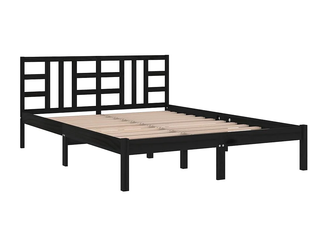 Lit-180x200 cm Noir Bois massif Super King EGGB34444