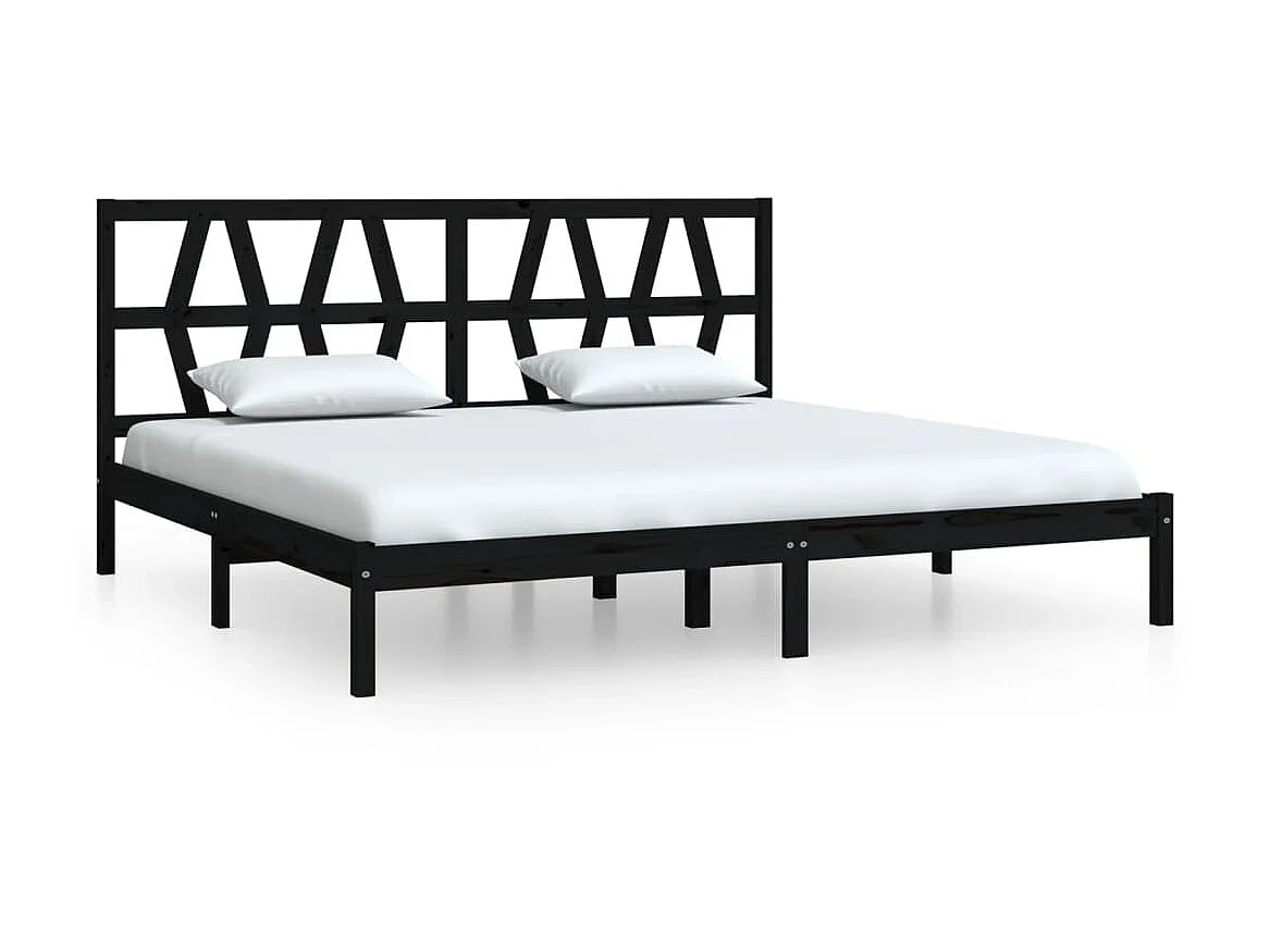 Bedframe massief grenenhout zwart 200x200 cm NL77269