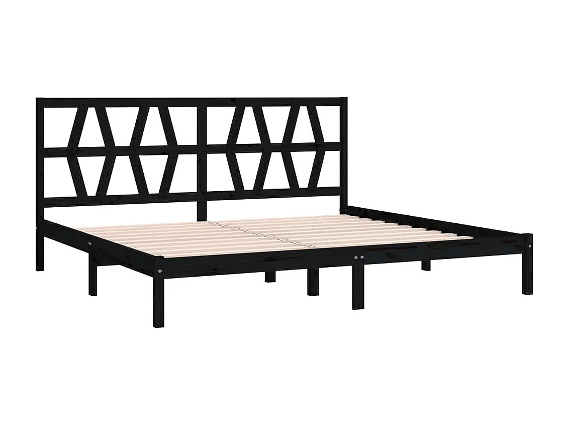 Bedframe massief grenenhout zwart 200x200 cm NL77269