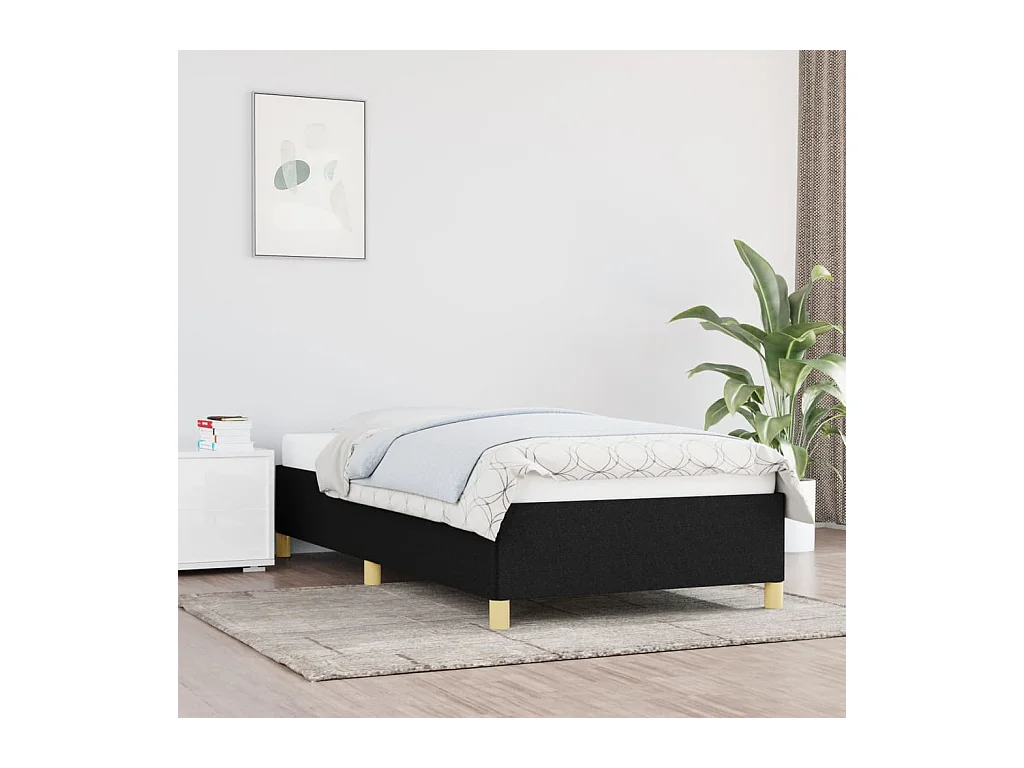 Lit-90x200 cm Noir Tissu EGGB77457